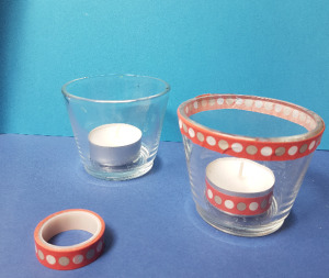 Teelichtglas mit Washi-Tape
